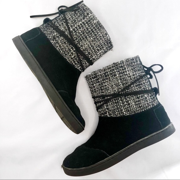 Toms Other - Toms Nepal Black Suede Ankle Boots Size Youth 3